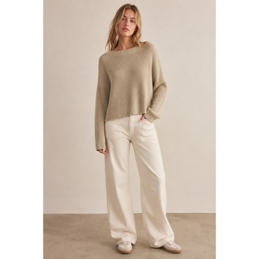 Toad & Co.‎ Knit Sweater Women Sz XS Beige Ribbed Cotton Blend Sustainable